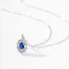 Collar Colgante Estilo Palacio Zafiro Full Diamante Plata de Ley 925 Femenino Lujo Accesible Diseño de Nicho Cadena para Clavícula