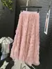 Falda de lana plisada de hilo irregular con estilo 'tipsy', línea A, gran vuelo, enagua, vestido nuevo de moda para primavera y verano, cintura elástica