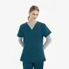 Uniformes Médicos de Trabajo Personalizados, Uniformes de Cirugía Divididos, Uniformes de Enfermería Deportivos Casuales de Color Sólido con Cuello en V de Manga Larga y Corta
