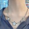 Dulce estilo cool goteando aceite cara sonriente blanca estrella de cinco puntas gota de agua collar femenino simple estrella pedrería personalidad moda cadena clavícula moda