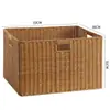 Cesta de almacenamiento de mimbre sintético ropa sucia juguetes bocadillos artículos varios cesta de almacenamiento tejida en bambú hogar sala de estar mueble de TV escritorio completo