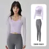 Conjunto de Duas Peças de Tops de Renda, Coletes de Manga Longa, Treinamento Profissional de Pilates, Roupas de Yoga com Bojos, Roupa Esportiva Feminina para Academia