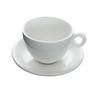 Taza de café europea de fábrica para hotel, restaurante, oficina, té de la tarde, juego de taza y platillo de cerámica blanca con oreja redonda