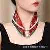 Nuevo Elegante Estilo Chino Hebilla Magnética Cadena de Bufanda de Seda Conjunto de Cuentas Moda Elegante de Gama Alta Cinta Cubre Manchas para Madre Bufanda