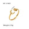 Anillo de Acero de Titanio de Alta Gama Multicapa con Hoja de Estilo Simple Transfronterizo, Recorte Geométrico, Flor, Chapado en Oro de 18K con Forma de Serpiente para Mujer