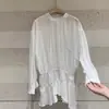Blusa Elegante y Adelgazante de Manga Larga con Dobladillo Asimétrico, Nuevo Estilo Primavera 2026, Camisa de Estilo Coreano de Moda con Cintura Ajustable para Mujer