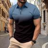 Venta Caliente Transfronteriza Nuevo Verano Impresión Gradiente 3D Talla Grande Casual para Hombre Holgado Talla Europea Cremallera Polo Manga Corta