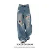 Jeans Rotos Sueltos Estilo Retro Americano para Mujer 2026 Nuevo Estilo Estilo Perezoso Pantalones Rectos Caídos hasta el Suelo