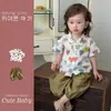 Nuevo Conjunto de Ropa para Niños 2026 para Niños, Conjunto de Dos Piezas de Manga Corta con Estampado de Corazones y Pantalones Cortos, Ropa Casual para Niños Estilo Playa