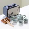 Juego de Té de Cerámica Dehua Ge Kiln Caja de Regalo Pequeña Juego de Té Kung Fu Cerámico Venta al por Mayor Personalizado Regalo para Evento de Inauguración Juego Pequeño