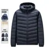 Chaqueta Ligera de Plumas Unisex Otoño/Invierno Abrigo de Plumas Cálido para Hombre Chaqueta de Plumas Moderna con Capucha