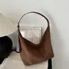 Bolsa de Veludo Camurçado Bolsa Feminina Outono Novo Estilo Popular Cor Sólida Bolsa de Ombro Único Transversal Bolsa Casual de Grande Capacidade para o Trabalho