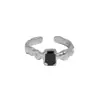 Anillo Abierto de Plata de Ley S925 Estilo Coreano Ins Diseño de Nicho Minimalista Irregular Microincrustado Textura de Circonita 666 para Mujer