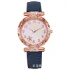 Reloj de Cuarzo para Mujer Esfera de Diamante Color Oro Rosa Correa de Cuero Pulsera, Popular en Comercio Exterior, Nicho de Lujo Ligero para Mujeres