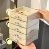 Caixa de Armazenamento Quadrada de Cinco Camadas para Joias Colar Anel Brincos Exquisite Caixa de Joias de Alto Padrão Multi-Camadas Transparente Grande Capacidade