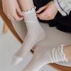 Calcetines Lolita para mujer, de pelo medio, modernos, de verano, finos, bonitos, estilo japonés, con encaje JK, blancos y negros.
