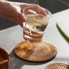 Tapete Isolante Térmico de Rattan Feito à Mão Tapete de Mesa de Jantar Tapete Redondo Anti-queimadura para Tigela Tapete para Prato de Legumes Acessórios para Conjunto de Chá Tapete de Chá Porta-copos Pires