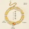 Pulsera de Doble Círculo con Cuentas de Cristal Fortuna Rubio Natural para Mujer Moda Joyería de Alto Nivel Pulsera de Ojo de Tigre Dorada Venta al Por Mayor