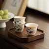 Taza de Té de Cerámica Panda Play Mariposa Beige Horno Ding Taza Zen Taza Maestra Lindo Juego de Té para el Hogar Taza para Cata de Té Taza Individual