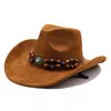 Chapéus de Jazz Ocidentais Estilo Europeu e Americano para Homens e Mulheres, Chapéus de Camurça da Moda, Chapéus de Cowboy Xizang Estilo Étnico