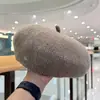 Boina de Lana Nube Grande para Mujer de Otoño e Invierno Estilo Retro Coreano Dulce Versátil Adelgazante para la Cara Sombrero de Artista de Moda