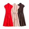 Comercio Exterior 2026 Verano Nuevo Estilo Europeo y Americano Moda Femenina Vestido Camisa Sexy con Cinturón 2266015