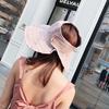Chapéu de Sol Feminino Verão Listrado Vazio Estilo Coreano Dobrável Praia Mar Chapéu de Sol de Aba Larga Outdoor Estilo Coreano