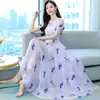 Vestido de Moda Elegante Vintage Nuevo Verano 2022 Estilo Delgado Cintura Elegante Manga Corta Estampado