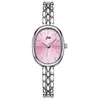 Reloj Minimalista Ovalado Goldie para Mujer con Cadena de Cuentas Metálicas, Resistente al Agua, Compacto, Exquisito, Versátil para el Trabajo, Reloj de Cuarzo