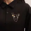 Acessórios Transfronteiriços Europeus e Americanos, Broches Personalizados Retrô Xadrez Preto e Branco em Forma de Coração Chave, Pins da Moda com Múltiplos Elementos