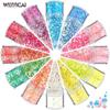 Explosões transfronteiriças resistente ao derretimento hexagonal ultrafino + 1mm 12 cores nail art lantejoulas conjunto nail art jóias patch