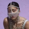 Joias de Halloween Europeias e Americanas Transfronteiriças com Franja Totalmente de Diamante Máscara de Rosto Inteiro Bola de Festa Máscara Facial Brilhante de Diamante