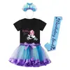 Conjunto de Verão Ins de Sereia para Meninas Estilo Europeu e Americano: Blusa de Manga Curta + Saia Colorida + Acessórios - Peça Única Infantil