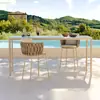 Conjuntos Personalizados de Mesas Altas e Cadeiras para Exterior para Vilas, Cadeiras Altas de Lazer para Hotéis, Pousadas, Bares, e Conjuntos de Banquetas de Rattan e Cadeiras de Bar