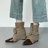 Botines Martin con empalme, aumento de altura interno y efecto adelgazante, botines western, nuevos botines cortos de punta fina con lazo vintage de otoño 2026 para mujer