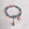 Nuevo Pulsera de Cristal Explosivo Fresa Cristal Camelia Pulsera de Cristal Rosa de Vidrio Versátil Pulsera para Mejor Amiga Regalo