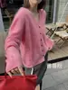 [Serie Polar] Suéter Polar de Cachemira de Seda Ropa de Abrigo para Mujer 26 Otoño Nuevo Cárdigan de Punto de Lana con Cuello en V para Mujer