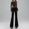 26 Nova coleção de verão: jeans femininos de nicho, cintura alta, modeladores, elásticos, levemente boca de sino, comprimento longo, disponíveis para dropshipping