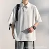 Camisa Polo Negra Texturizada Nasa de Manga Corta para Hombre 2025 Nuevo Verano Holgada con Cuello Camisero Seda de Hielo Secado Rápido