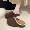 Pantuflas Bordadas Retro 2025 Nuevo Otoño e Invierno Suela Gruesa Para Exteriores Antideslizantes Puntera Puntera Aumento de Altura con Suela Gruesa Zapatos Birkenstock para Mujer