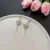 Pendientes de Borla con Forma de Flor y Piedra Ojo de Gato Tachonados con Diamantes, Estilo Francés, Modernos y Delicados, Pendientes de Estilo Influencer, Moda de Lujo Ligero
