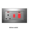Enchufe Eléctrico Británico 13A Carga Rápida USB tipo-c Estándar Británico Pie Cuadrado Panel Metálico Gris Aluminio Dibujado con Alambre Edición Hong Kong y Macao