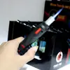 Encendedor directo de llama abierta inflable transparente largo bloqueo de fuego doble fuego cigarro moxibustión encendedor escrito pistola de soldar