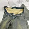 Jeans Vintage Azul Lavado Velho Forrado com Fleece Micro Flare Feminino Outono e Inverno Novos Calças de Cintura Alta Stretch