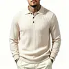 2026 Novo Suéter de Tricô Casual com Gola Cruzada Outono-Inverno Transfronteiriço para Homens, Canelado, Tamanho Grande, Camisa Base da Moda e Quente