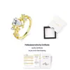 Anillo de Plata de Ley S925 Color Dorado de Venta Caliente Europeo y Americano con Moissanita en Forma de Corazón, Joyería de Moda, Anillo de Moissanita