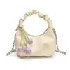 Bolsa Satchel Elegante Bolsa de Bolinho Plissada Bolsa Feminina Bolsa de Ombro de Alto Padrão Verão 2025 Nova Bolsa Transversal com Corrente Feminina