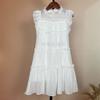 Vestido Blanco para Niños y Niñas, Vestido Artístico de Tirantes con Volantes y Flores 3D, Se Puede Teñir Tie-Dye