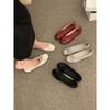 25 Novos Sapatos Ballet Planos Redondos de Primavera Nicho Laço Boca Rasa Planos Couro Patente Retro Francês Sapatos Vermelhos Pequenos