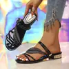 Sandalias de Playa Casuales de Verano 2026 para Mujer de Talla Grande, con Tira de Dedo y Punta Redonda, Talla Única
